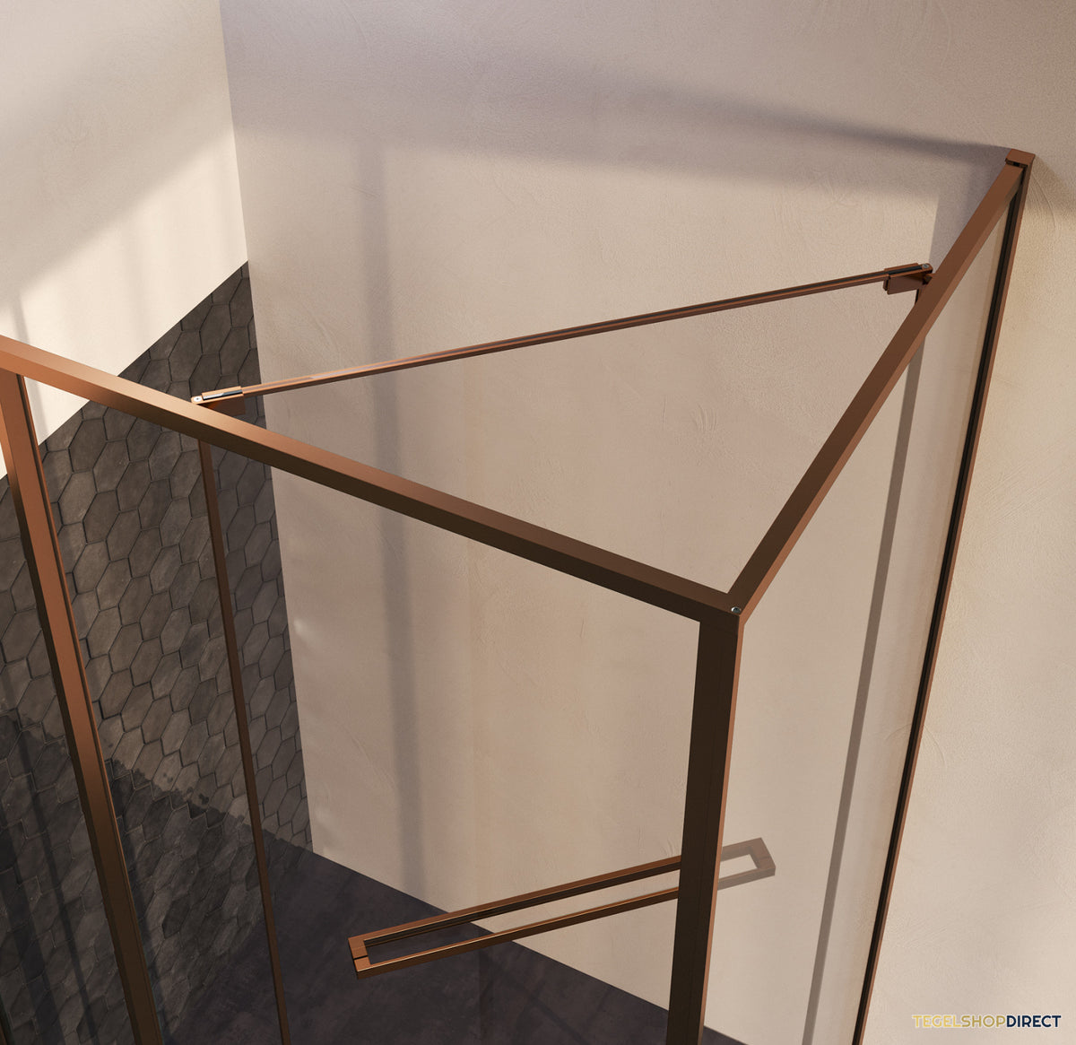BRAUER Luminis Douchecabine 3-Delig Naar Binnen Draaiend 120x90x200 Omkeerbaar Helder Glas Incl. Glascoating PVD Koper Geborsteld – afbeelding 5