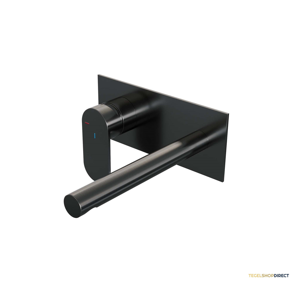 Inbouw Wastafelmengkraan Brauer Gunmetal Edition Coldstart Rechte Uitloop Platte Hendel Links Geborsteld Gunmetal PVD Met Afdekplaat