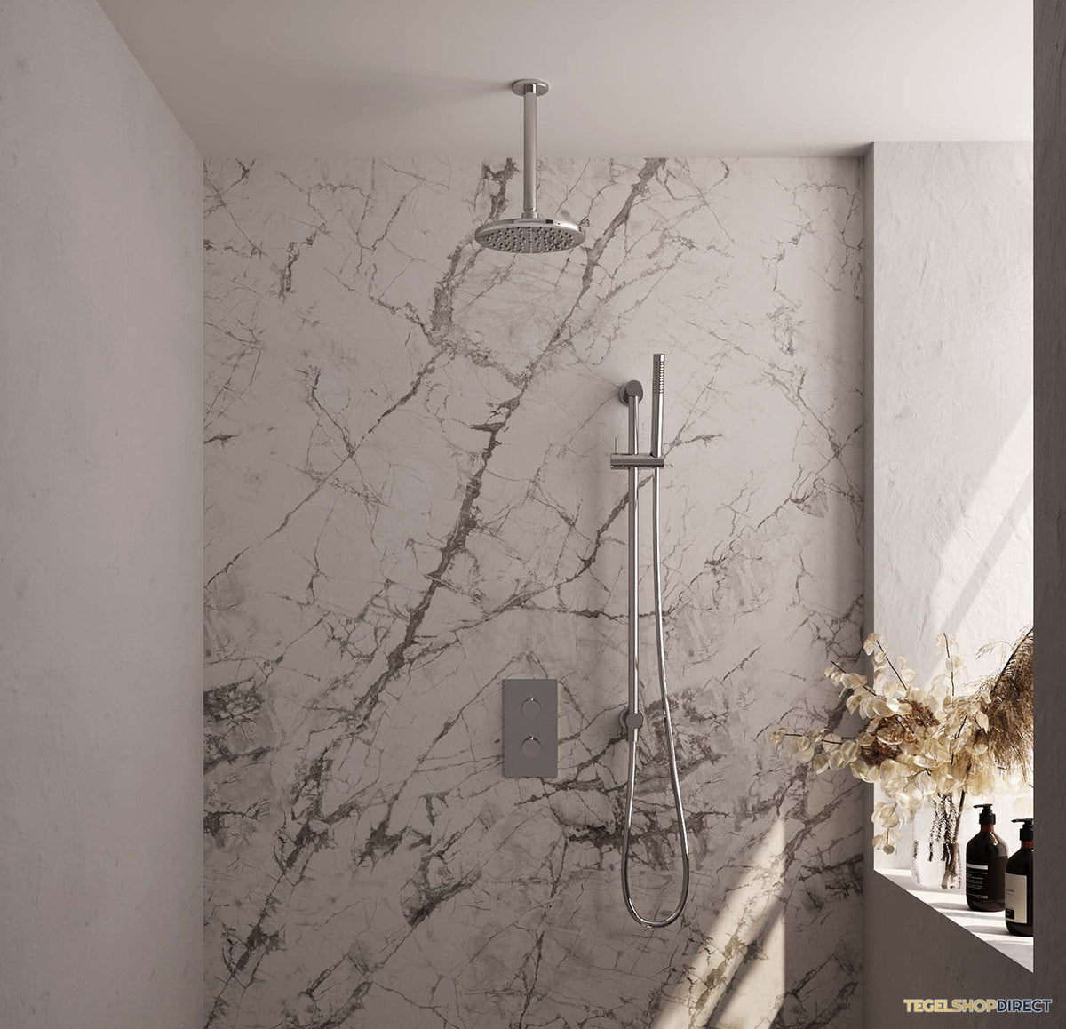Inbouw Regendouche Set Brauer Chrome Edition Plafond Uitloop Ronde Hoofddouche 20 cm Met Glijstang