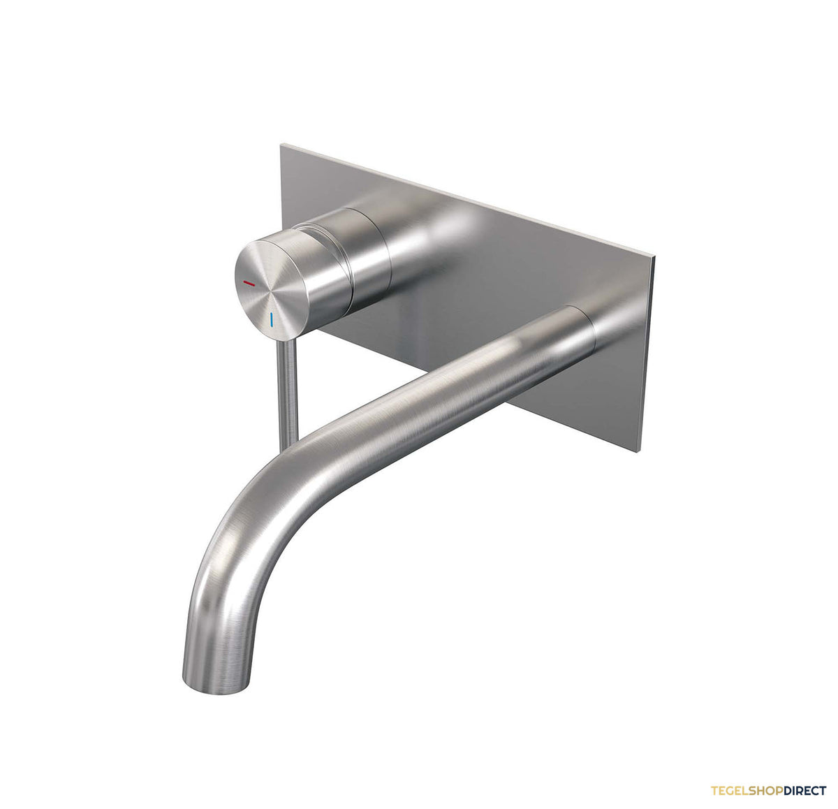 Inbouw Wastafelmengkraan Brauer Brushed Edition Coldstart Gebogen Uitloop Ronde Hendel Links Geborsteld RVS PVD Met Afdekplaat