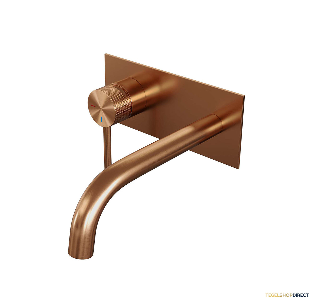 Inbouw Wastafelmengkraan Brauer Copper Carving Coldstart Gebogen Uitloop Ronde Hendel Links Geborsteld Koper PVD Met Afdekplaat