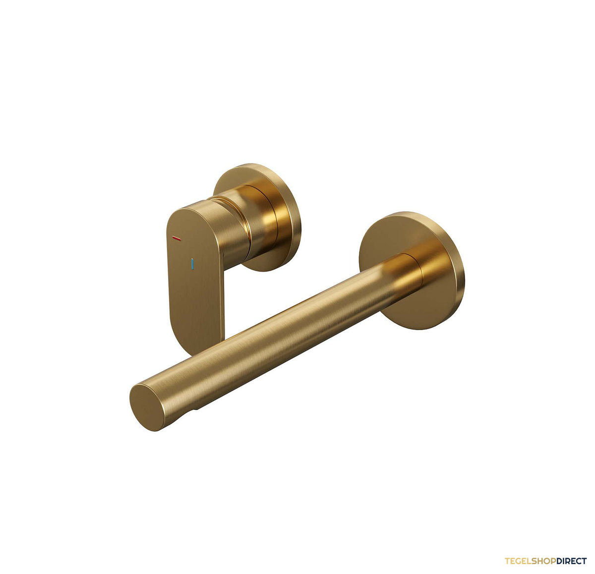 Inbouw Wastafelmengkraan Brauer Gold Edition Coldstart Rechte Uitloop Platte Hendel Links Geborsteld Goud PVD Met Rozetten