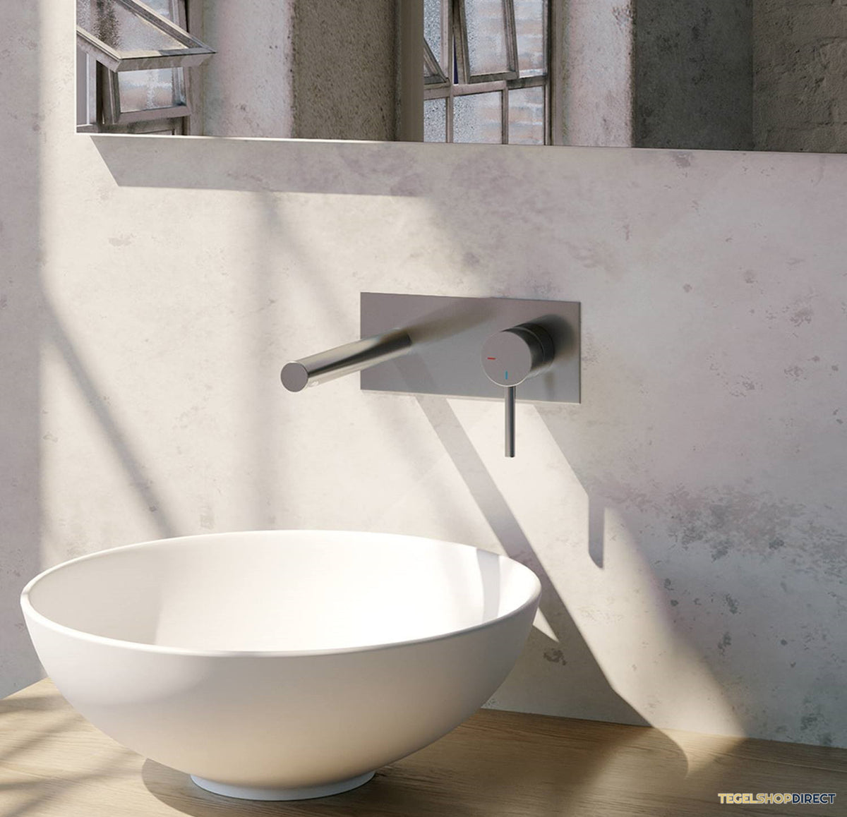 Inbouw Wastafelmengkraan Brauer Brushed Edition Coldstart Rechte Uitloop Ronde Hendel Rechts Geborsteld RVS PVD Met Afdekplaat – afbeelding 2