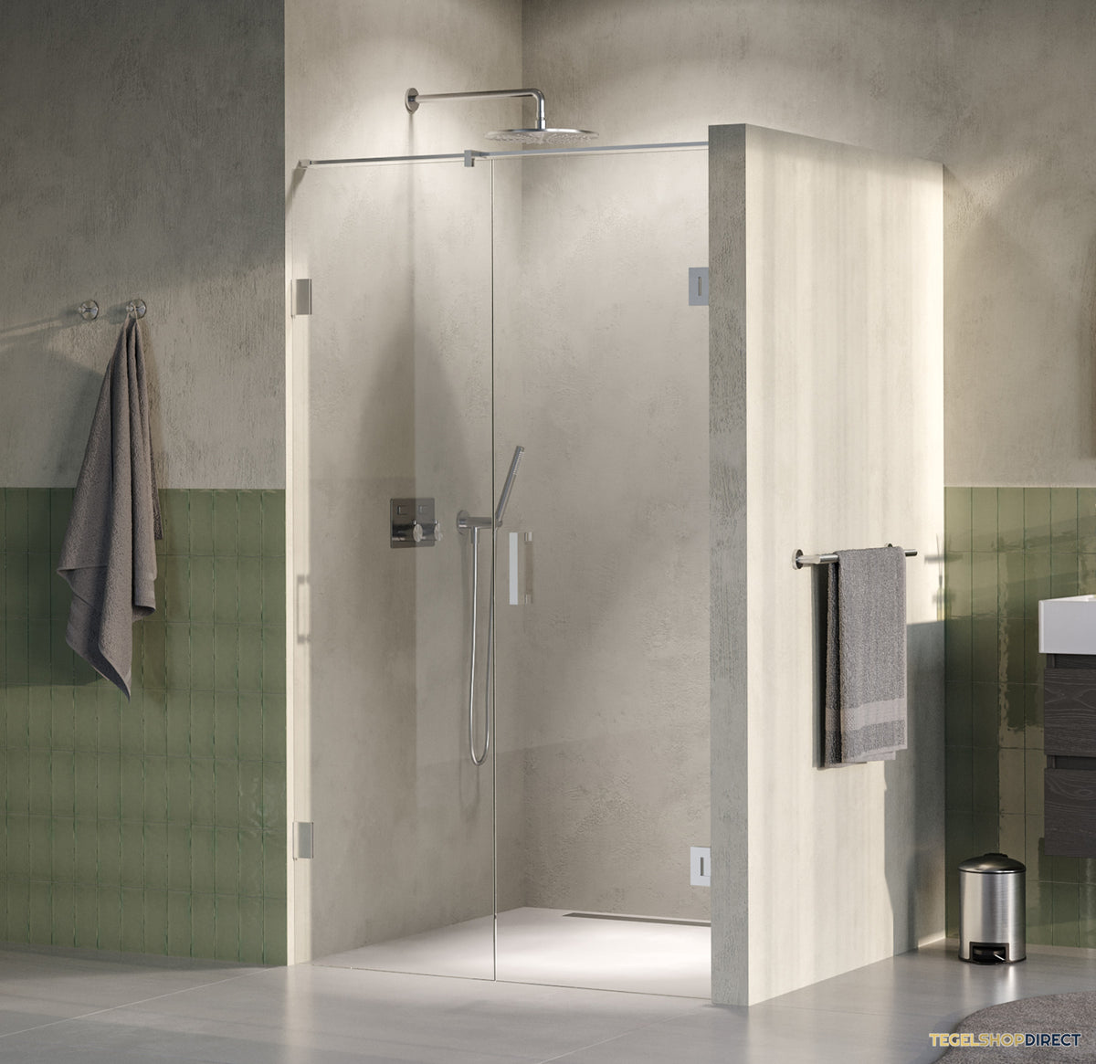 BRAUER Void nisdeur 2-delig helder glas 110x200 omkeerbaar met draaideur 60 aan muur incl. glascoating PVD RVS-kleurig