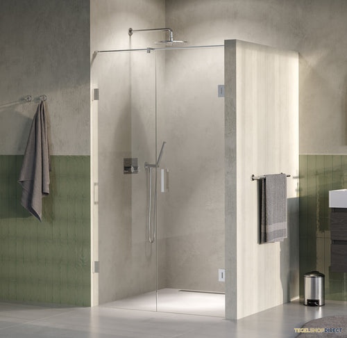 BRAUER Void nisdeur 2-delig helder glas 110x200 omkeerbaar met draaideur 60 aan muur incl. glascoating PVD RVS-kleurig