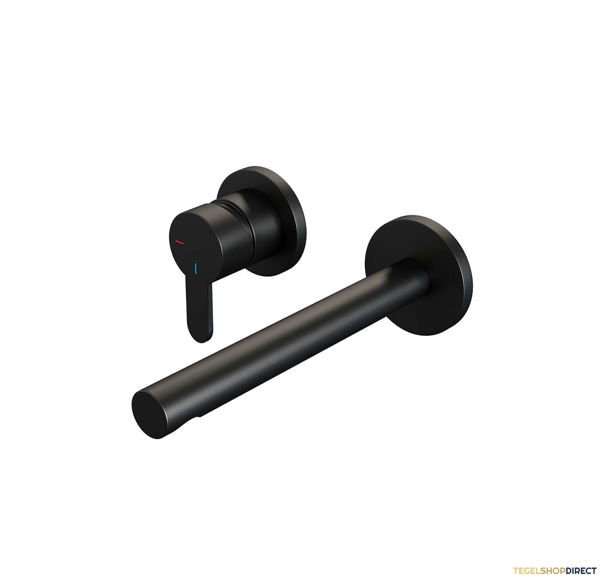 Inbouw Wastafelmengkraan Brauer Black Edition Coldstart Rechte Uitloop Korte Platte Hendel Links Mat Zwart Met Rozetten