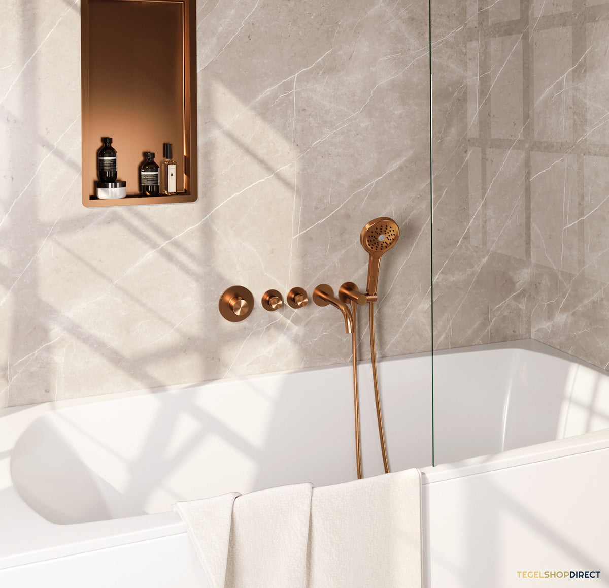 Inbouwthermostaatset Brauer Copper Incl Baduitloop en 3 Standen Handdouche Koper