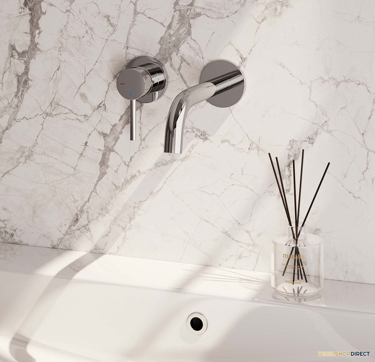 Inbouw Wastafelmengkraan Brauer Chrome Edition Coldstart Gebogen Uitloop Ronde Hendel Links Chroom Met Rozetten – afbeelding 2
