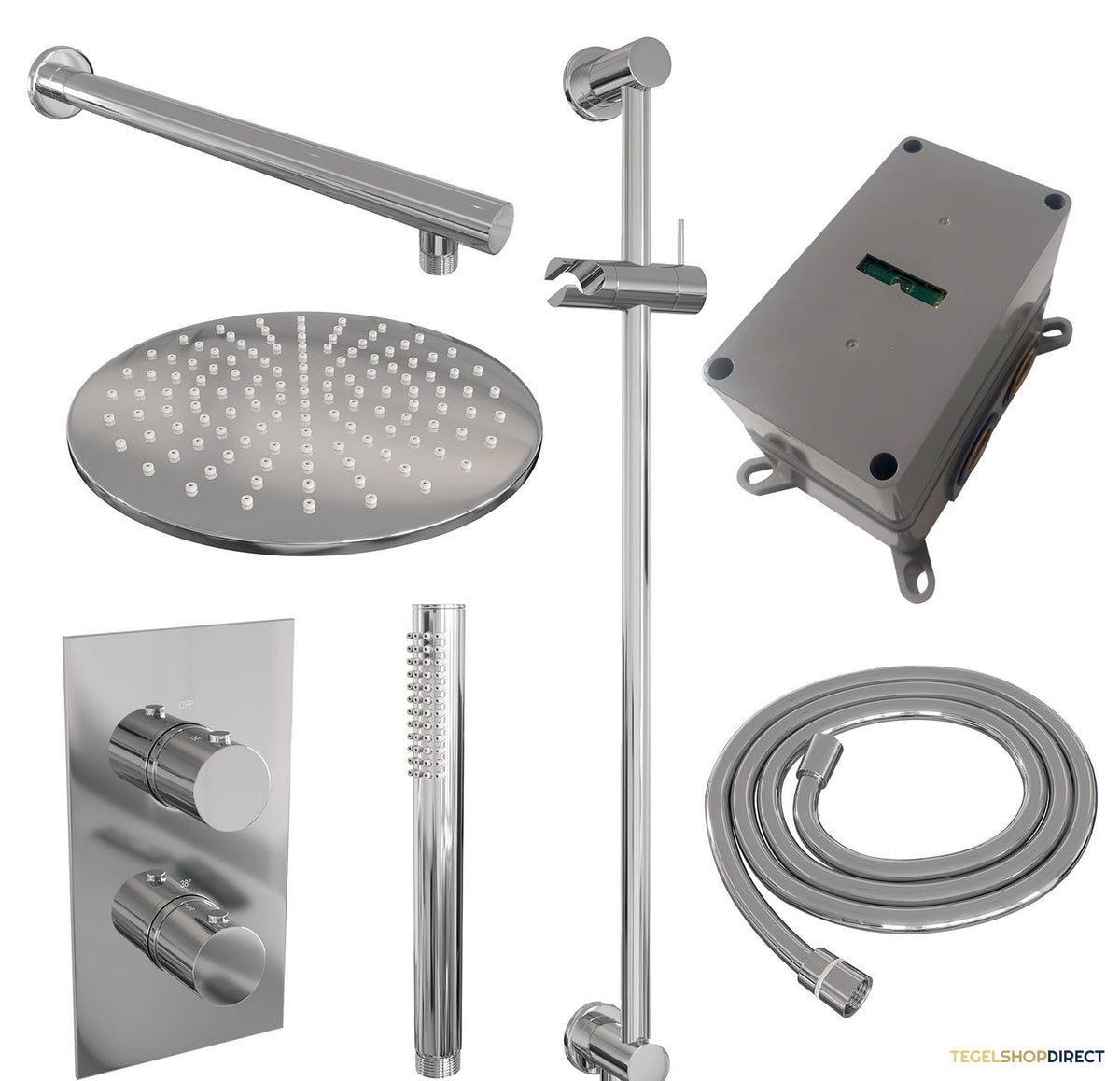 Inbouw Regendouche Set Brauer Chrome Edition Wanduitloop Ronde Hoofddouche 30 cm Met Glijstang – afbeelding 3
