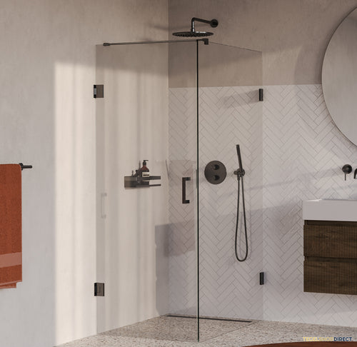 BRAUER Void douchecabine met draaideur helder glas 80x120x200 incl. glascoating PVD gunmetal geborsteld