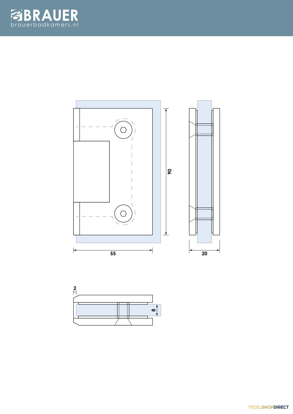 BRAUER Wandbevestiging 2 stuks PVD gunmetal geborsteld – afbeelding 3
