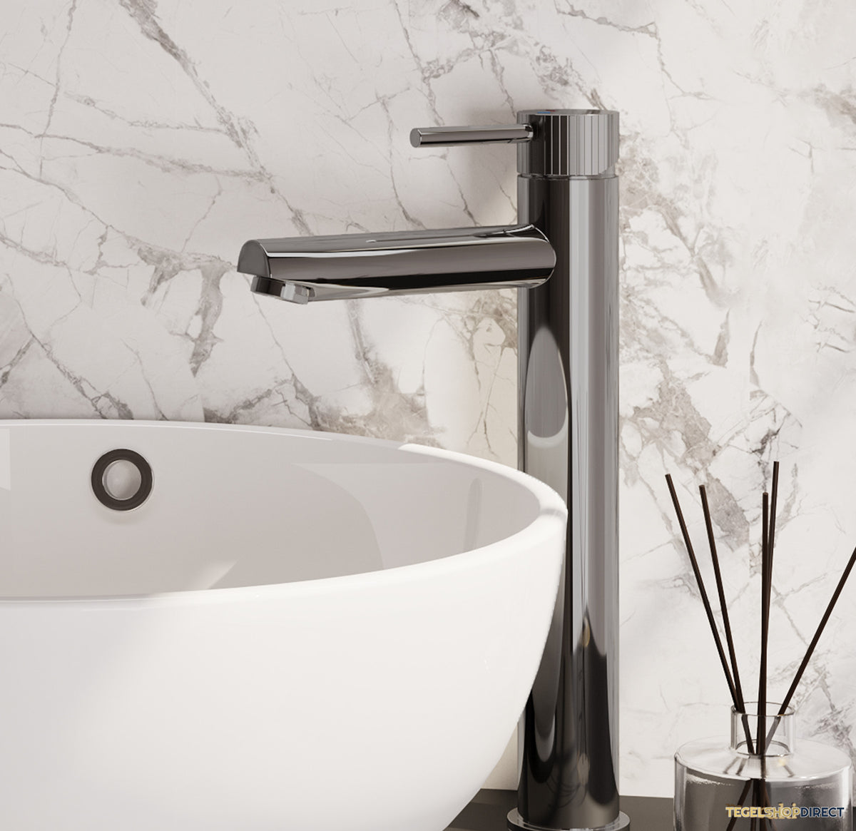 Brauer Stripe verhoogde opbouw wastafelmengkraan model A chroom – afbeelding 2