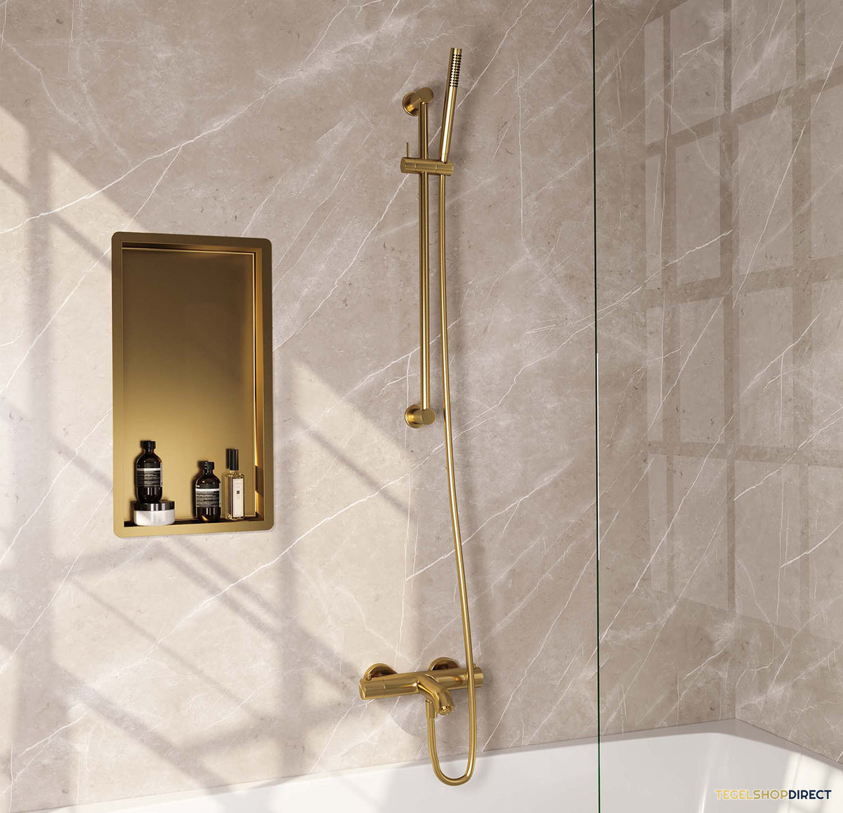 Opbouwset Bad- en Douchekraan Brauer Gold Edition Thermostatisch Met Glijstang Geborsteld Goud