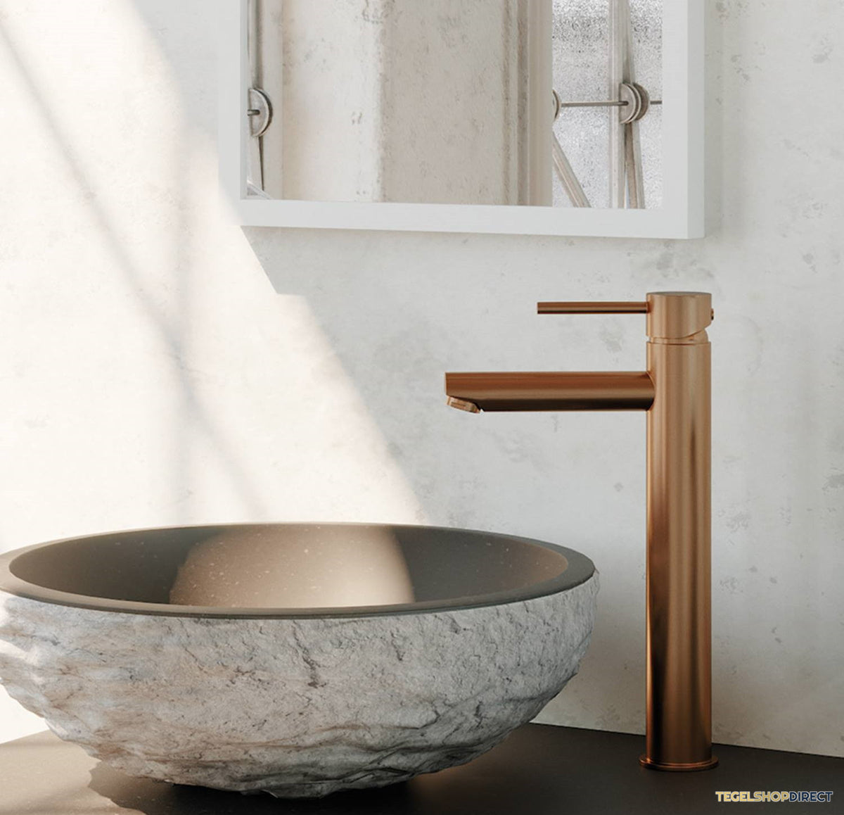 Wastafelmengkraan Brauer Copper Edition Coldstart Opbouw Hoog Ronde Hendel Geborsteld Koper PVD – afbeelding 2