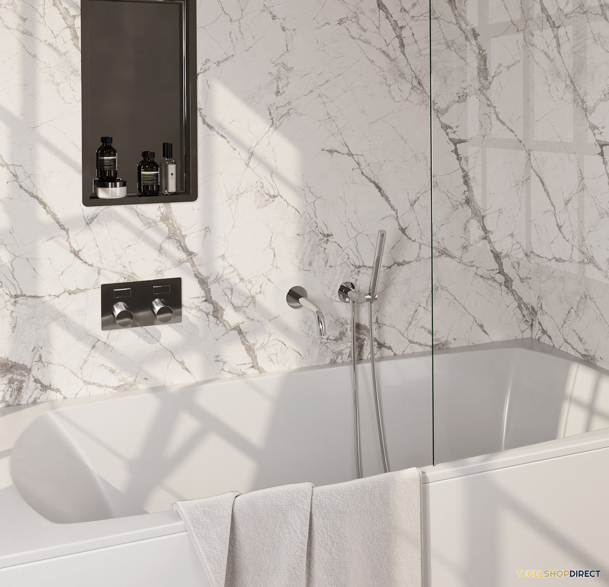 Inbouwthermostaat set Brauer Carving Met Drukknoppen Incl Baduitloop Chroom (Keuze Handdouche)