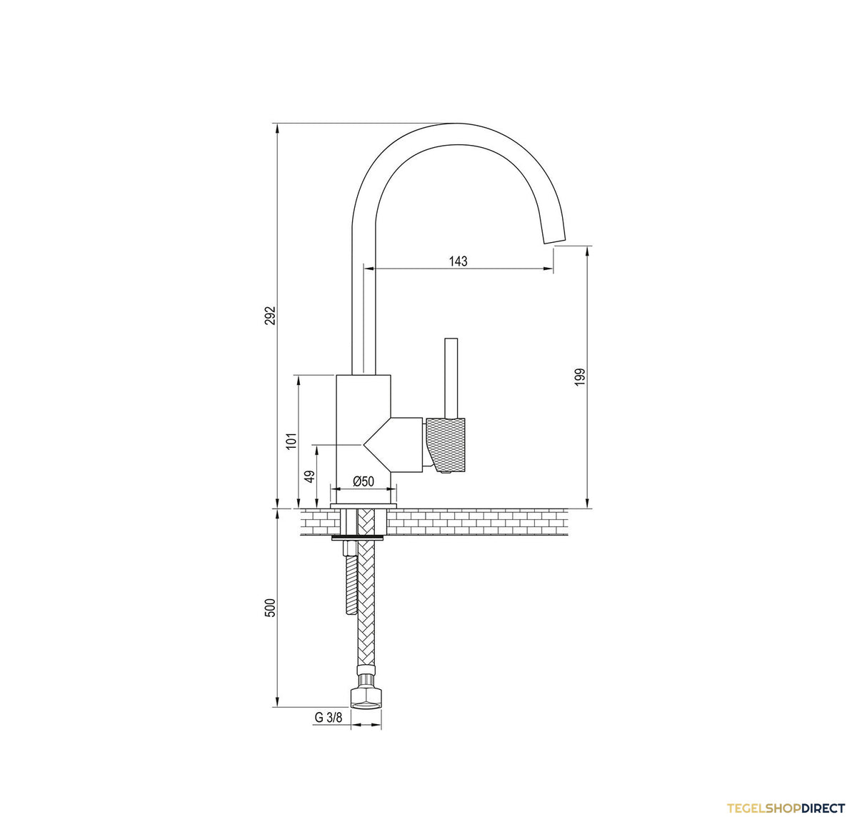 Wastafelmengkraan Brauer Chrome Carving Coldstart Opbouw Hoog Plat Gebogen Ronde Hendel Chroom – afbeelding 4