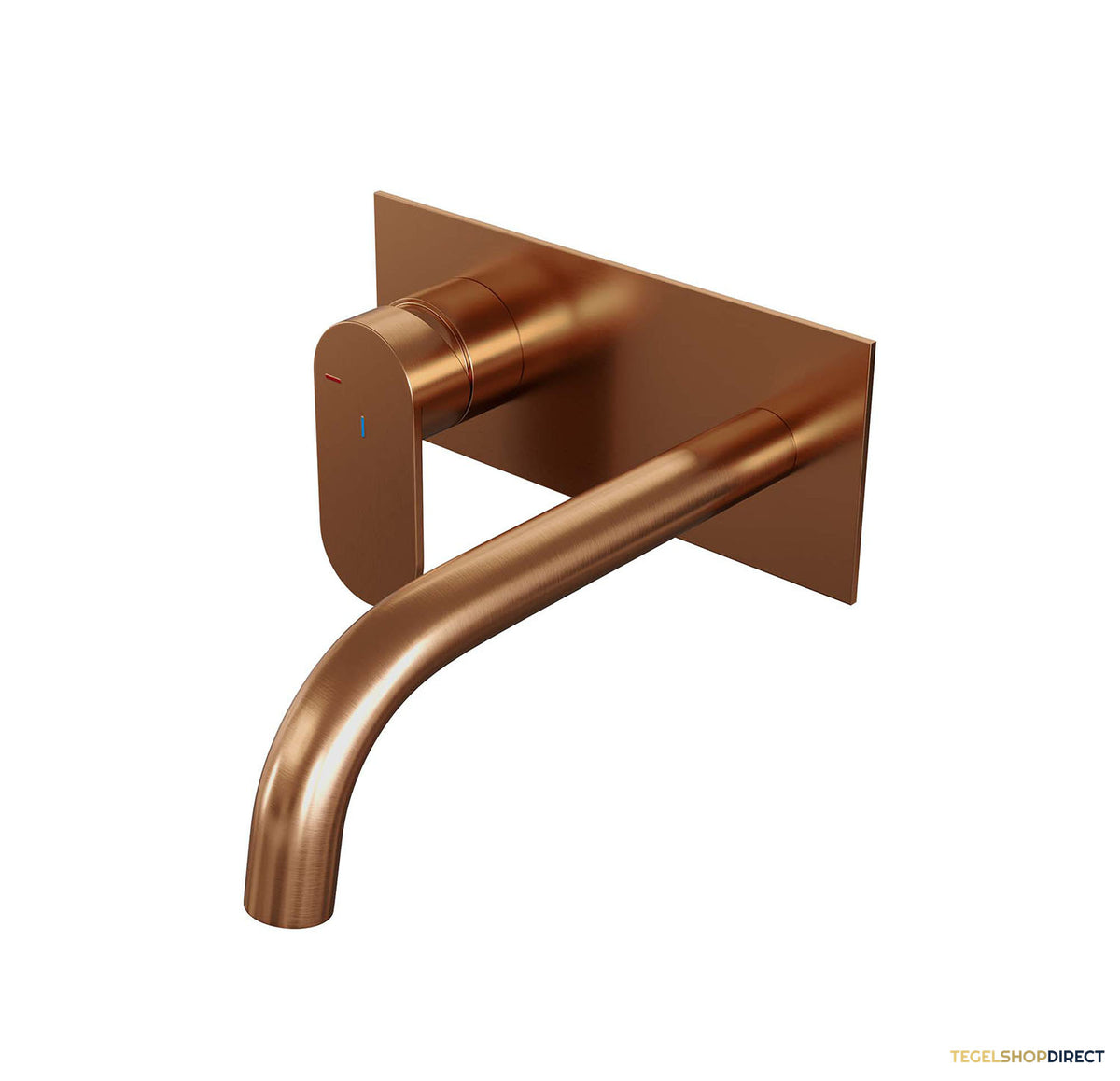 Inbouw Wastafelmengkraan Brauer Copper Edition Coldstart Gebogen Uitloop Platte Hendel Links Geborsteld Koper PVD Met Afdekplaat