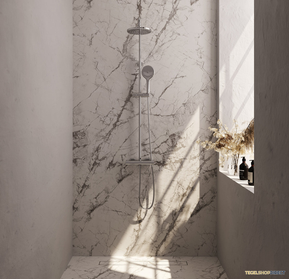 Regendouche Brauer Chrome Showerpipe Met Thermostaat 20cm 3 Standen Messing Chroom – afbeelding 2