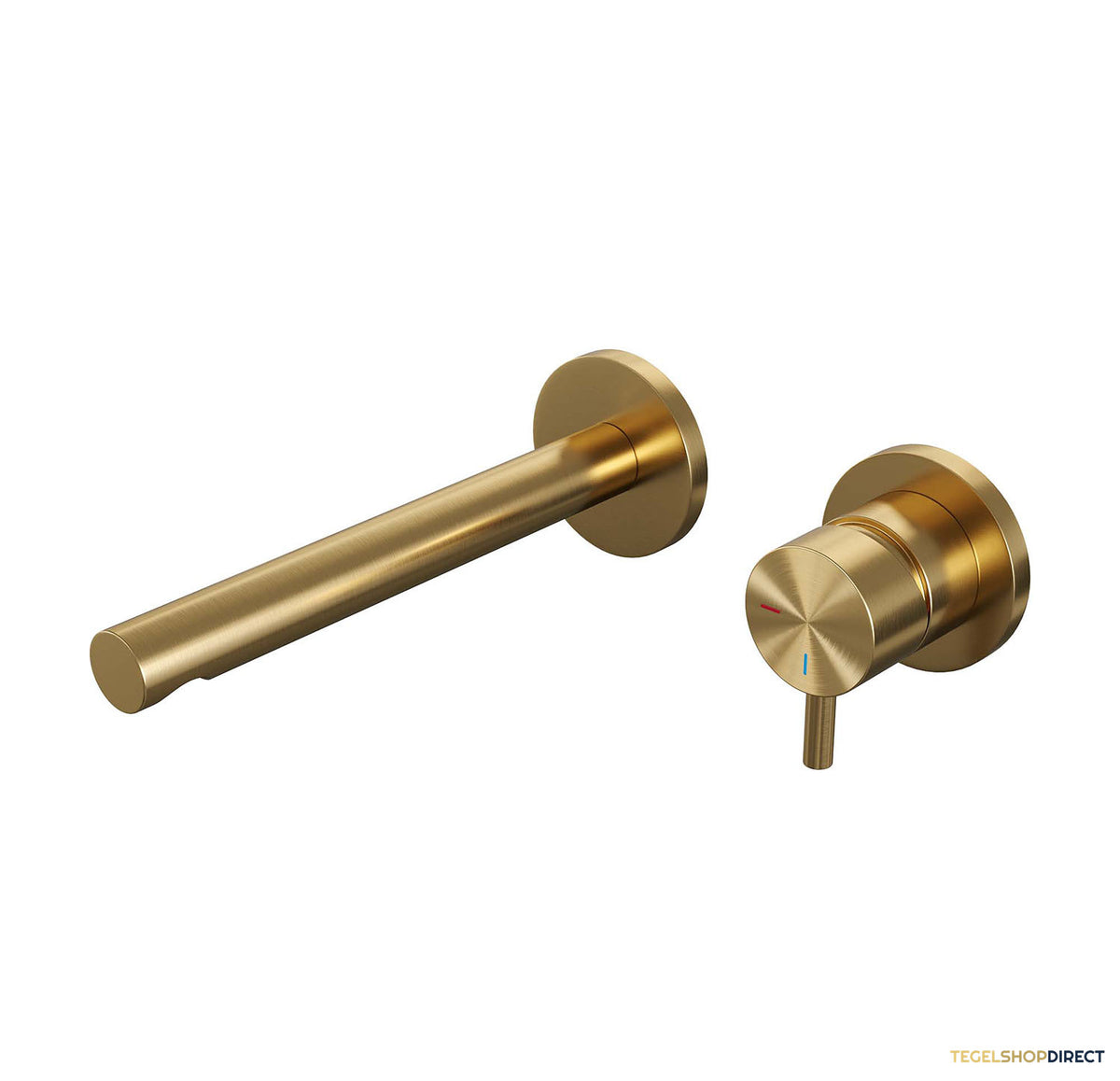 Inbouw Wastafelmengkraan Brauer Gold Edition Coldstart Rechte Uitloop Korte Ronde Hendel Rechts Geborsteld Goud PVD Met Rozetten