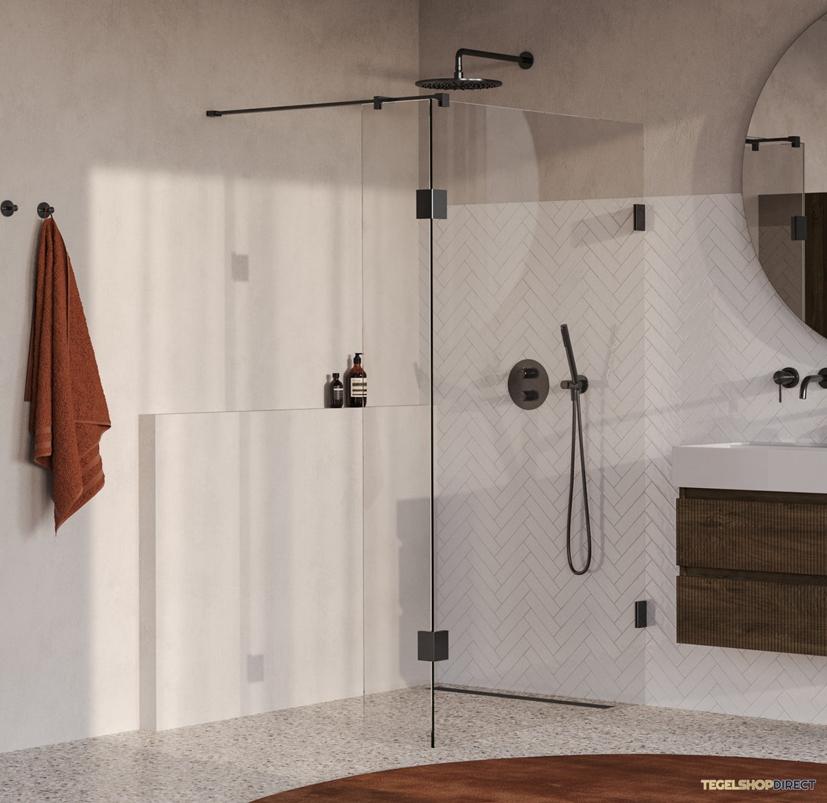 BRAUER Void inloopdouche helder glas 120x200 met 40 zijwand incl. glascoating PVD gunmetal geborsteld