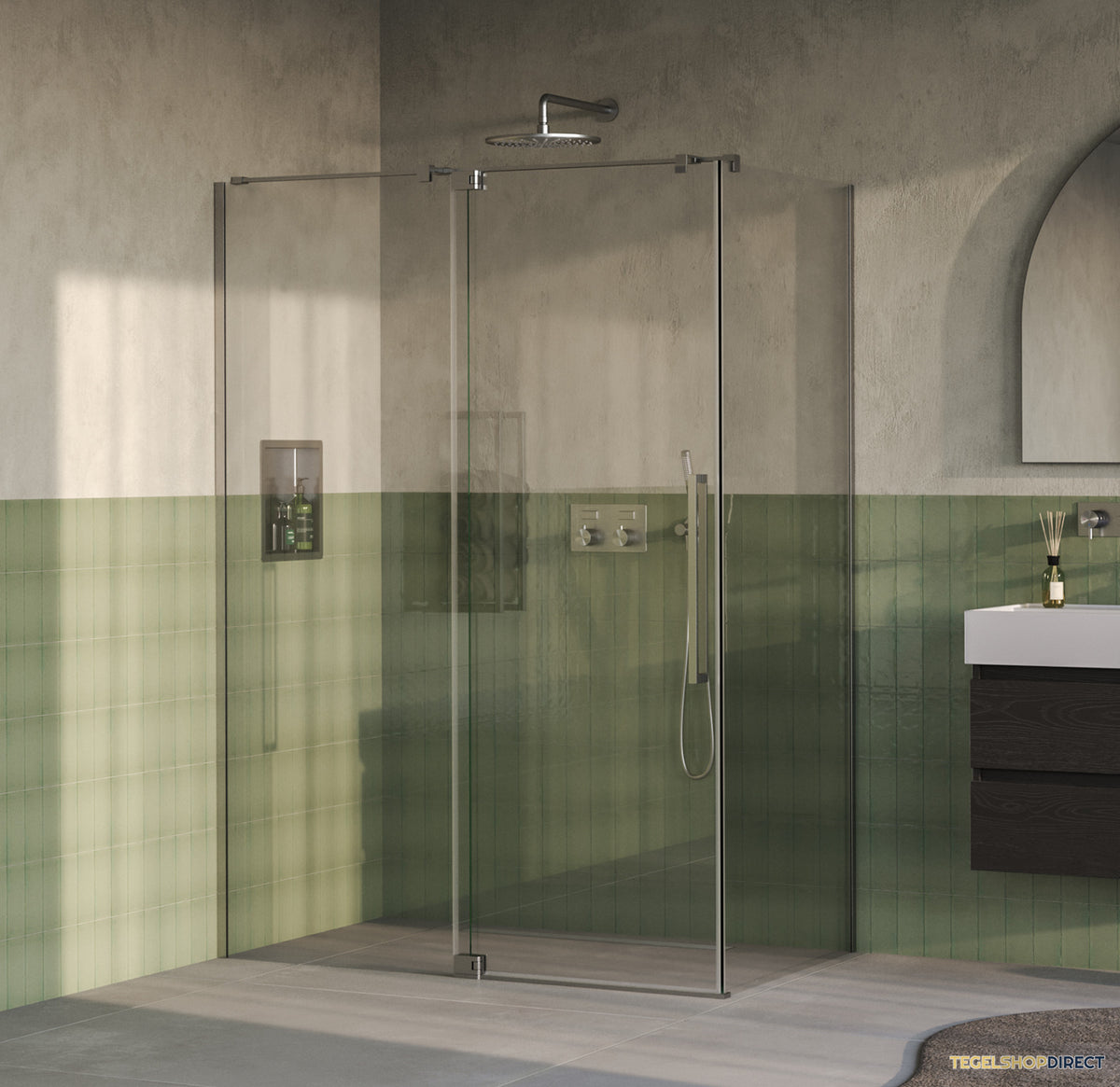 BRAUER Stellar douchecabine met draaideur helder glas 140x90x200 omkeerbaar incl. glascoating PVD RVS-kleurig geborsteld