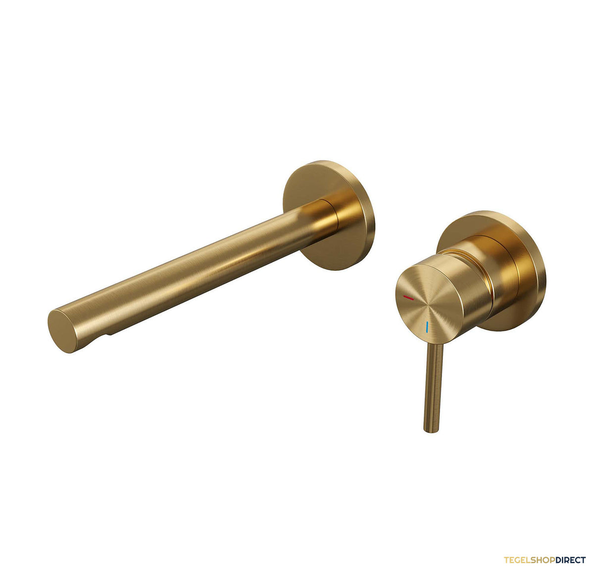 Inbouw Wastafelmengkraan Brauer Gold Edition Coldstart Rechte Uitloop Ronde Hendel Rechts Geborsteld Goud PVD Met Rozetten