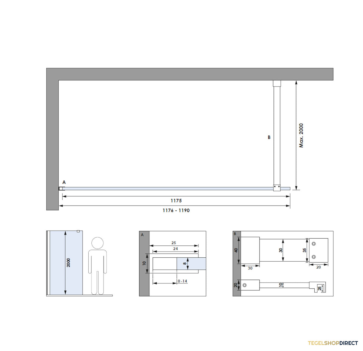 BRAUER Season inloopdouche model C helder glas 120x200 incl. glascoating goud geborsteld – afbeelding 4