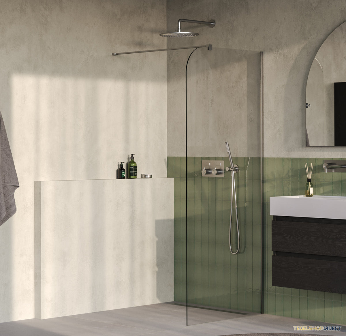 BRAUER Orion inloopdouche helder glas 100x200 incl. glascoating Geborsteld RVS PVD