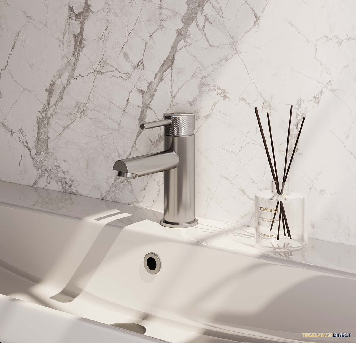 Wastafelmengkraan Brauer Brushed Carving Coldstart Opbouw Laag Ronde Hendel Geborsteld RVS PVD PVD – afbeelding 2