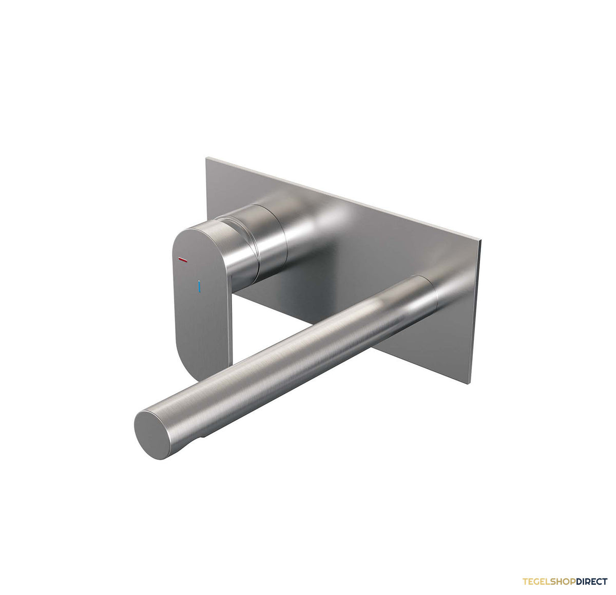 Inbouw Wastafelmengkraan Brauer Brushed Edition Coldstart Rechte Uitloop Platte Hendel Links Geborsteld RVS PVD Met Afdekplaat