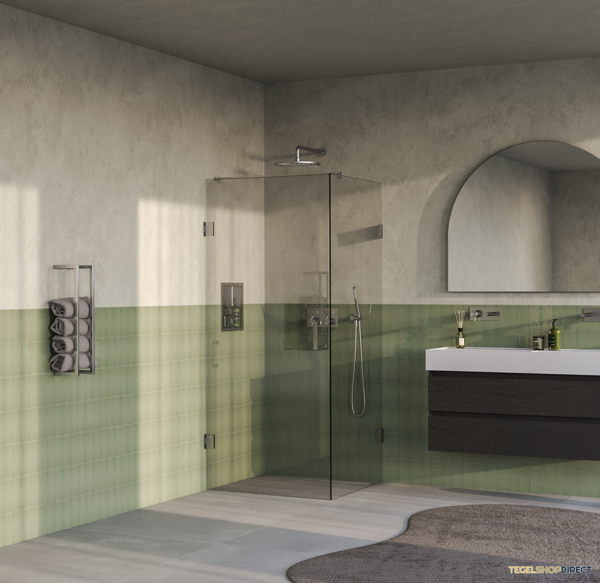 BRAUER Void douchecabine met draaideur helder glas 90x90x200 incl. glascoating PVD RVS-kleurig geborsteld – afbeelding 2