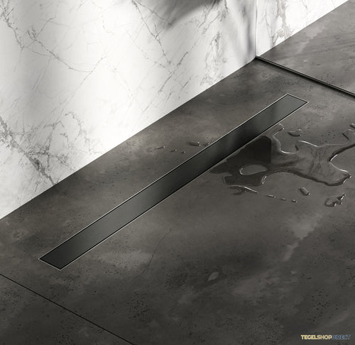 Douchegoot Brauer Gunmetal Edition Inclusief Vloerflens 100x7 cm Zero Tegelinlegrooster Omkeerbaar