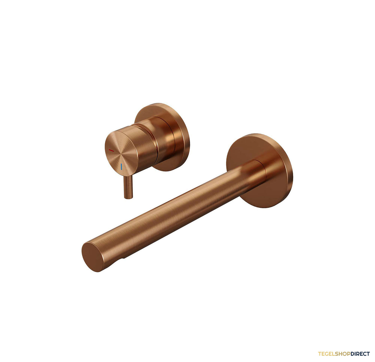 Inbouw Wastafelmengkraan Brauer Copper Edition Coldstart Rechte Uitloop Korte Ronde Hendel Links Geborsteld Koper PVD Met Rozetten