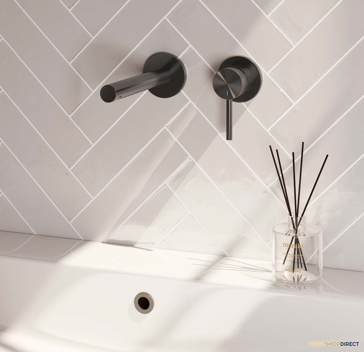 Inbouw Wastafelmengkraan Brauer Gunmetal Carving Coldstart Rechte Uitloop Ronde Hendel Rechts Geborsteld Gunmetal Met Rozetten – afbeelding 2