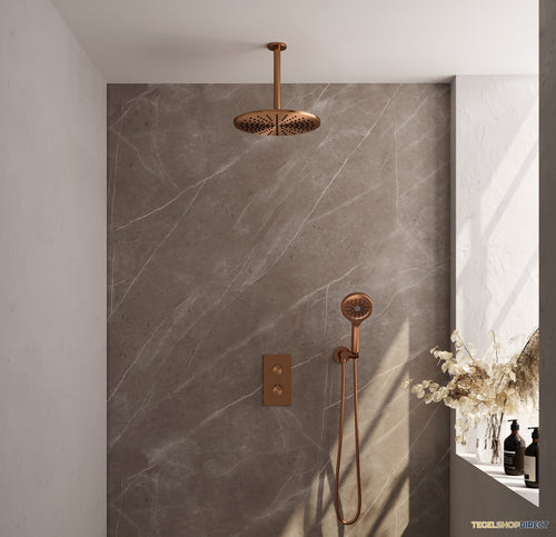 Inbouw Regendouche Set Brauer Copper Edition Plafond Uitloop Ronde Hoofddouche 30 cm Met Handdouche 3 Standen Koper