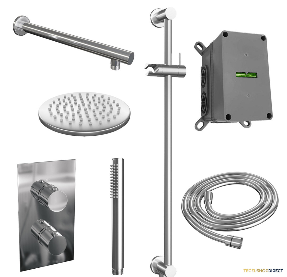 Inbouw Regendouche Set Brauer Chrome Edition Wanduitloop Ronde Hoofddouche 20 cm Met Glijstang – afbeelding 3