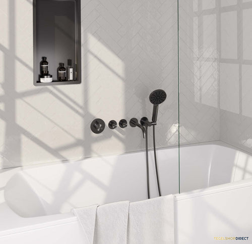 Inbouwthermostaatset Brauer Gunmetal Carving Incl Baduitloop en 3 Standen Handdouche Gunmetal