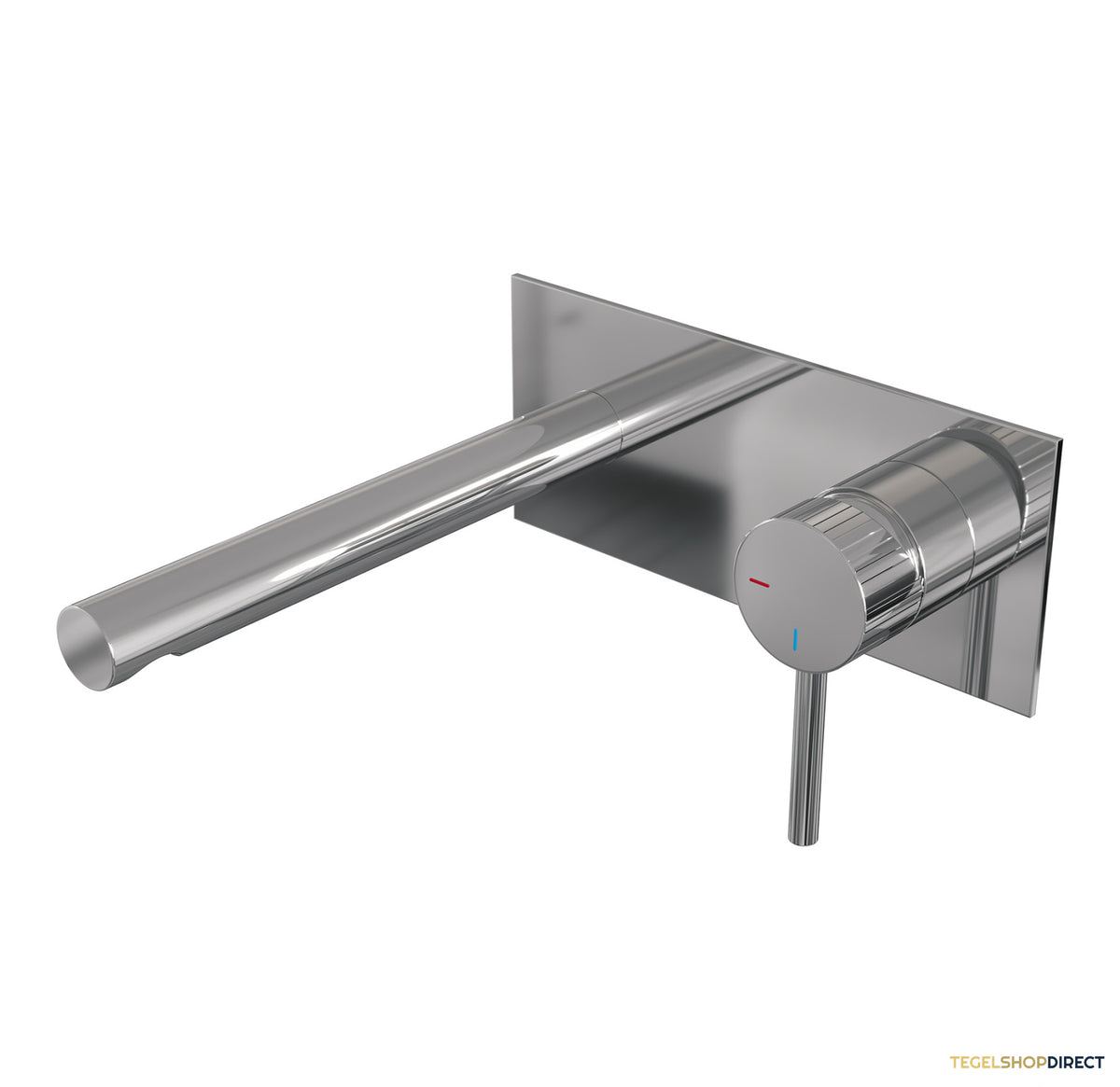 Brauer Stripe inbouw wastafelmengkraan met rechte uitloop en afdekplaat model A1 chroom