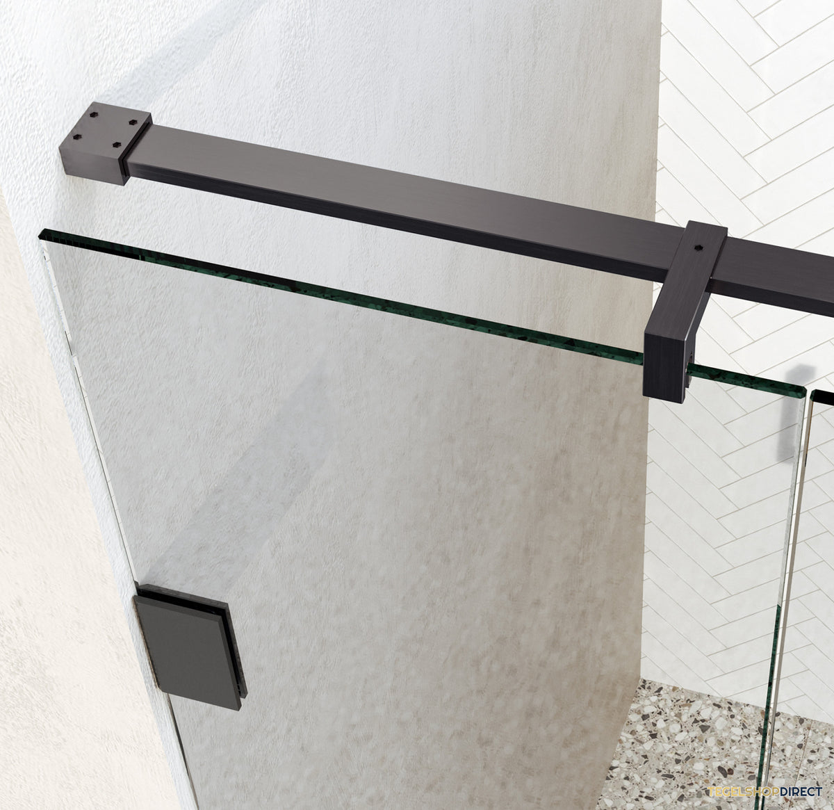 BRAUER Void nisdeur 2-delig helder glas 150x200 omkeerbaar met draaideur 70 aan muur incl. glascoating PVD gunmetal – afbeelding 4