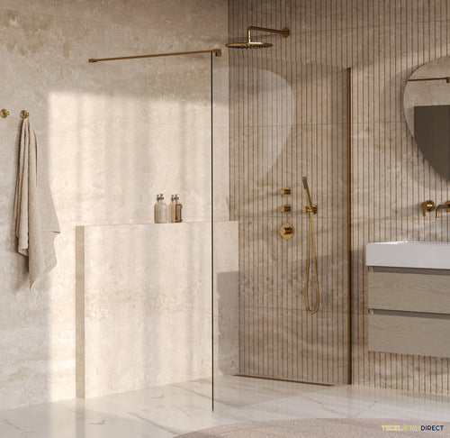 BRAUER Oblivion inloopdouche helder glas 140x200 incl. glascoating PVD goud geborsteld