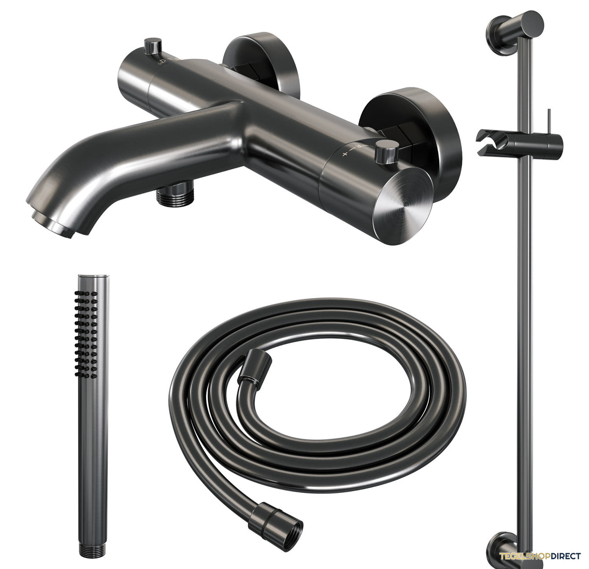 Opbouwset Bad- en Douchekraan Brauer Gunmetal Edition Thermostatisch Met Glijstang Geborsteld Gunmetal – afbeelding 2