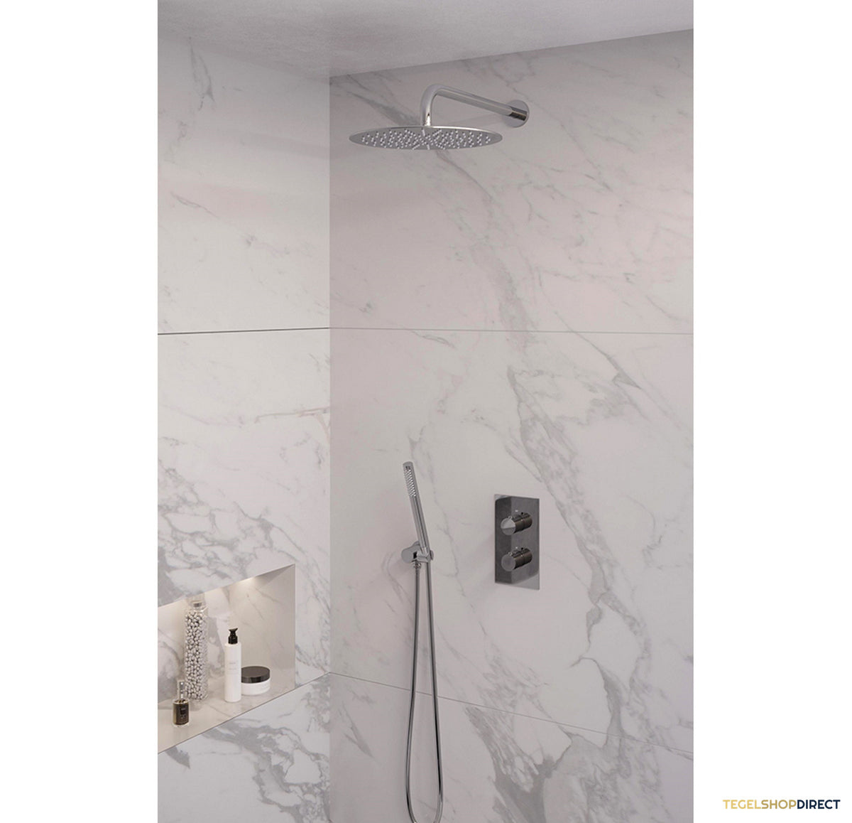 Inbouw Regendouche Set Brauer Chrome Edition Gebogen Wanduitloop Ronde Hoofddouche 30 cm