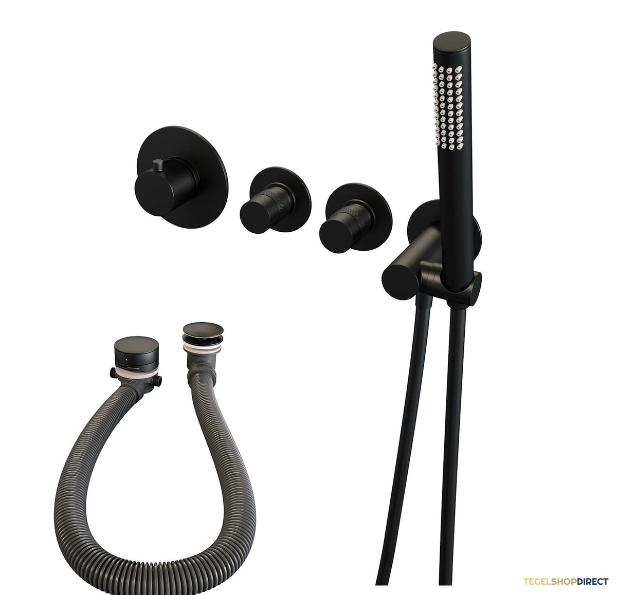 Inbouwthermostaat set Brauer Black Edition Incl Badafvoer Mat Zwart (Keuze Handdouche) – afbeelding 3