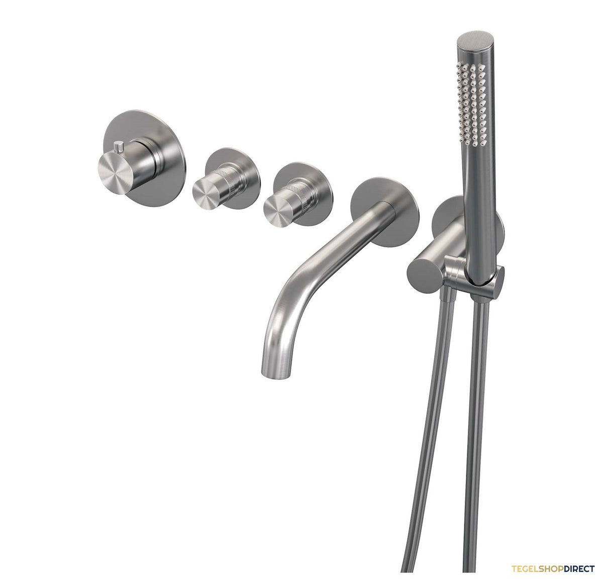Inbouwthermostaat set Brauer Brushed Edition Met Rozetten Incl Baduitloop Geborsteld RVS (Keuze Handdouche) – afbeelding 3