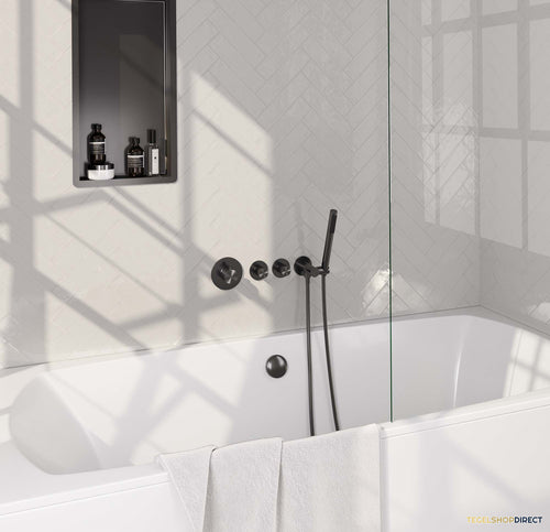 Inbouwthermostaat set Brauer Carving Incl Badafvoer Geborsteld Gunmetal (Keuze Handdouche)