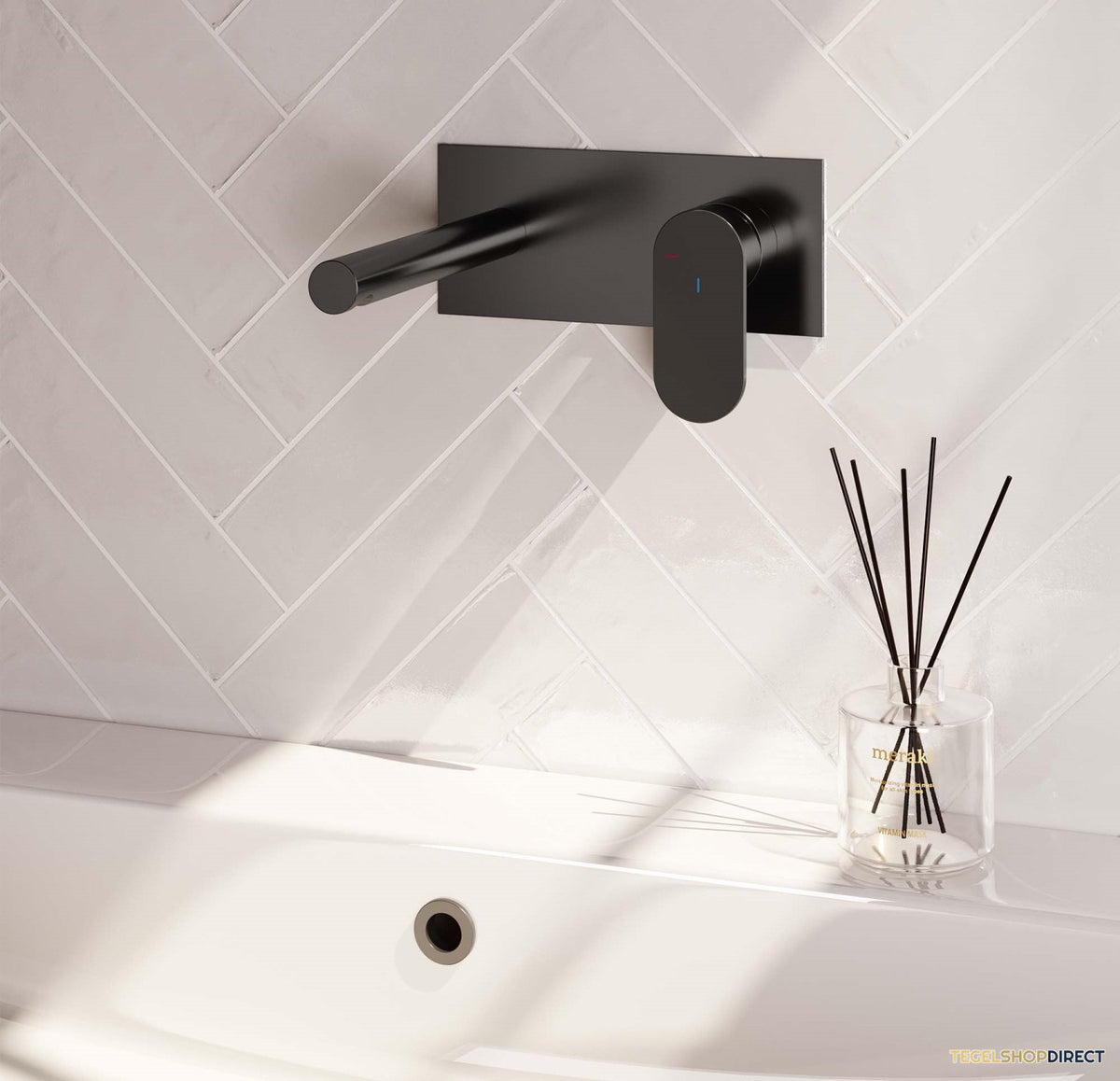 Inbouw Wastafelmengkraan Brauer Gunmetal Edition Coldstart Rechte Uitloop Platte Hendel Rechts Geborsteld Gunmetal PVD Met Afdekplaat – afbeelding 2