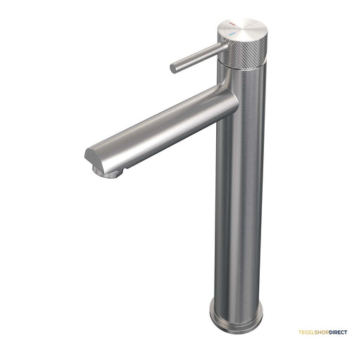 Wastafelmengkraan Brauer Brushed Carving Coldstart Opbouw Hoog Ronde Hendel Geborsteld RVS PVD PVD