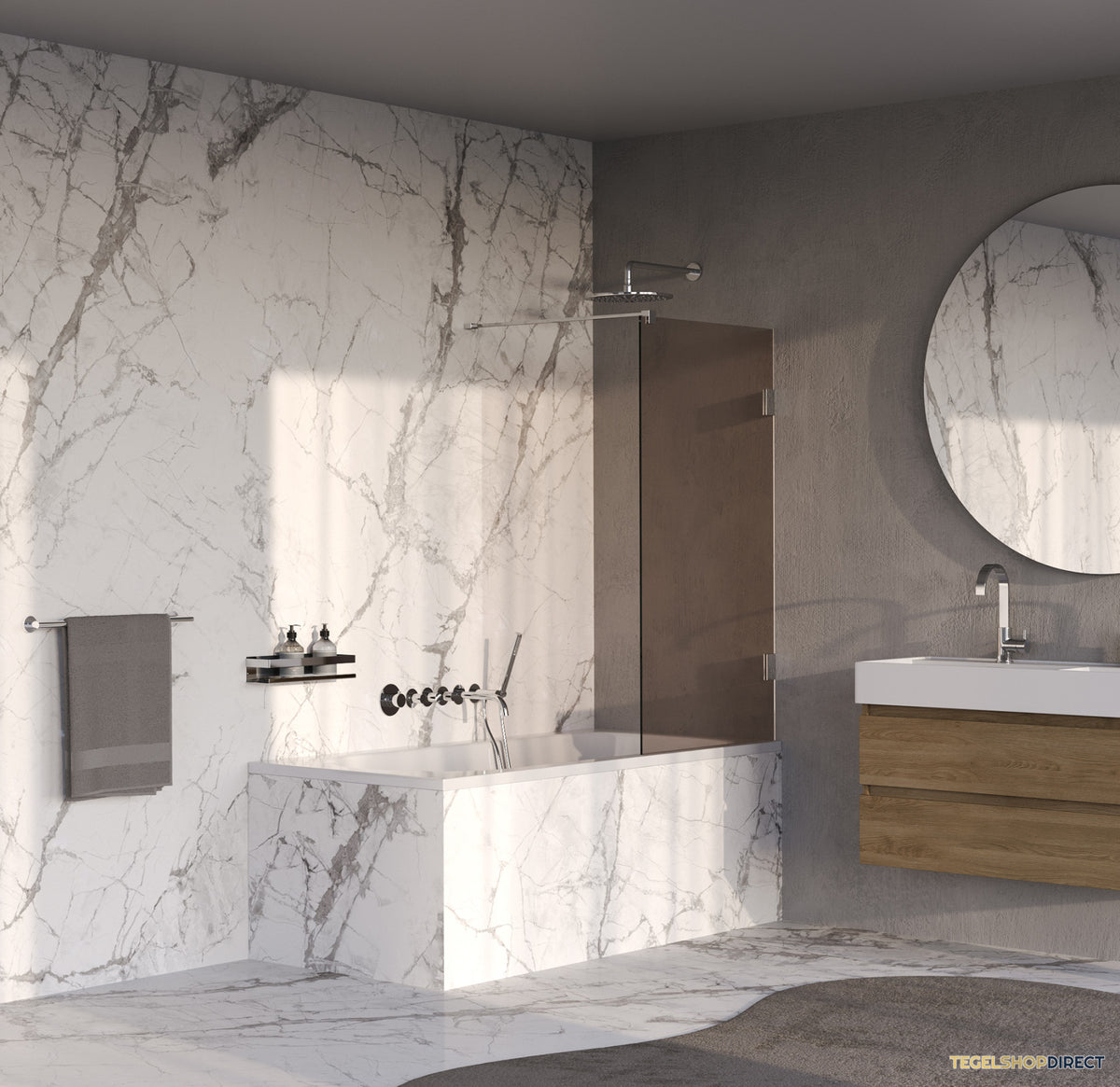 BRAUER Void Badwand 80x140 Brons Glas Incl. Glascoating Chroom – afbeelding 2