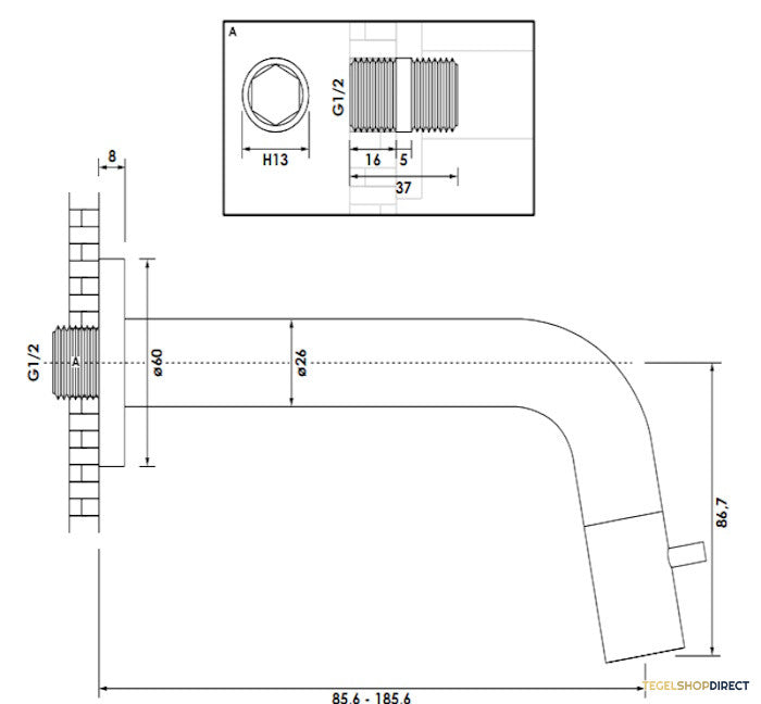 Inbouw Fonteinkraan Brauer Brushed Edition Inkortbaar RVS Geborsteld PVD – afbeelding 3