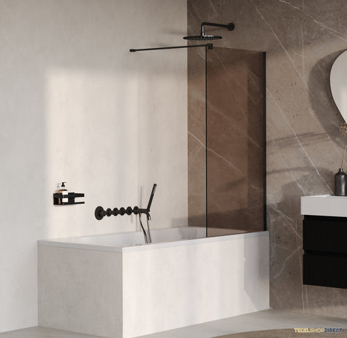 BRAUER Oblivion Badwand 80x140 Brons Glas Incl. Glascoating Mat Zwart